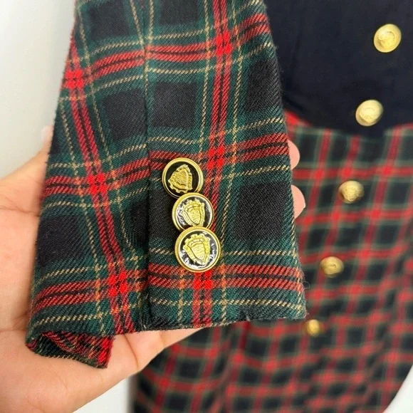 Vintage 80s Plaid Button-Up Dress | Red & Black Tartan | Small - Picture 6 of 11